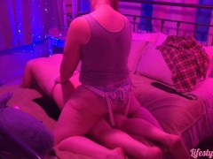 Training her voice with a paddle and my big strap