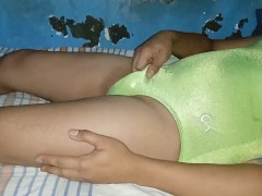 Cumming in green leotard / swimsuit - Screenshot 5 of 16 - Fetish