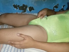 Cumming in green leotard / swimsuit - Screenshot 9 of 16 - Swimsuit