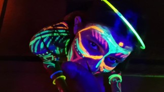 Fucked the wild slim girl in the UV- light