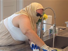 Real estate agent clean property in mini dress no panties | Mini Skirt showing pussy | BBW SSBBW