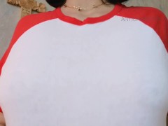 Brunette with big tits wants you to play with natural tits