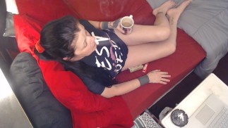 Voyeur Overhead Cam Smoking Nail biting Stretch Yawns Natural