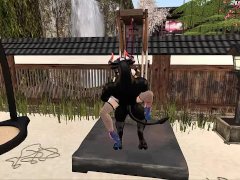 Cryptofantasy gets fucked by a huge cock in a shibari house