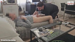 Straight New Building-Neighbor With Huge Dick Tries Out His First Male Blowjob
