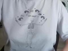 I'm playing with my big natural tits, my nipples are erect