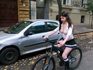 I Flash my Pussy and Tits while Riding a Bike through the Streets of Budapest - DOLLSCULT