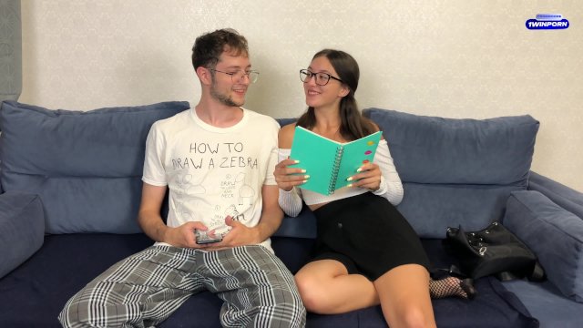 Step Sister In School Uniform Asked Step Brother Help With Homework But He Help Only With Orgasm!