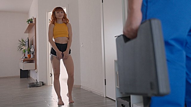 FUCK ME QUICKLY! Handyman has no choice but to fuck my tight pussy