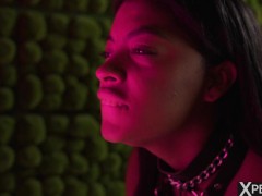 XPERVO Pervert Ebony Sofia wanna get used in her basement after her work