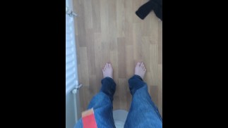 Stripping completely naked and masturbating in friends bathroom during a party