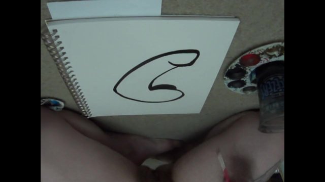 Naked Painting - A Big Black Dildo
