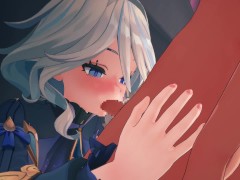 【原神 フリーナ】3Dエロアニメーション(背後乳揉み⇒手マン⇒手コキ⇒フェラ⇒セックス) 9/16