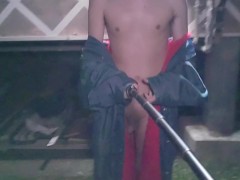 夜に全裸コートでお散歩露出　撮影のためにライトで照らしてしまうので遠目ではすぐバレてしまいそうで興奮… - Screenshot 15 of 16 - Naked Outside