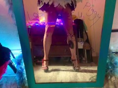 sissy piggy 3kg ball weights cbt suspended in mirror angel Scarlett black