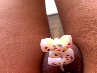 Sissy Piggy in Chastity Birthday Angel Scarlett Black