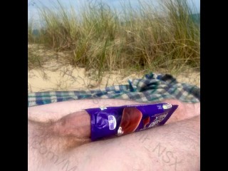 Nude Beach Fun - Hung, Horny and Covering my Big Cock with a Cadbury’s Ice Cream Wrapper
