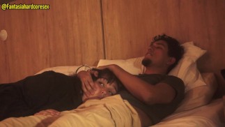 chubby and busty stepsister swallows my penis after watching a movie