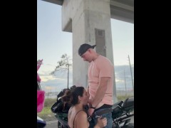 Sucking thick cock in public