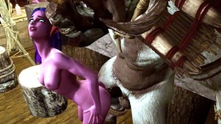 Warcraft, minotaurs fuck night elves hard at the tavern