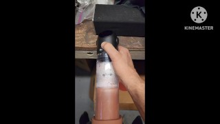 Penis pump training.  5 min