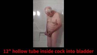 Mister Naked's Golden Shower #2, 12" catheter into bladder BANNED ON OnlyFans