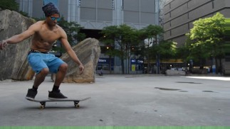 Attractive young Skater boy shows off talent