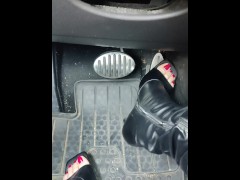 Hard pumping grinding stomping on my gas pedal with my stiletto boots