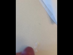 Jerking Off in Bathroom Mirror Watching Porn, Cum on Counter