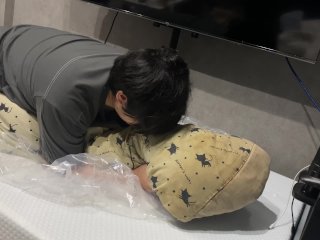 最後の布団疑似セックスをする学生、精子をぶっかける