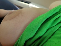 Touching Pussy through Leggins of Beautiful Big Tits Babe