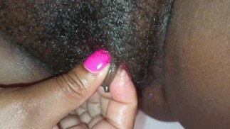 Fat Hairy Ebony Pussy Fucks Dildo