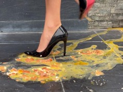 Foot fetish. Hight Heels crush eggs. ASMR - Screenshot 14 of 16 - Long Legs