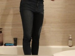 Tucked Trans Girl Wetting Her Tight Jeans