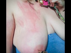 Slave in gold jewelry padlocked with handprint from sir. Passive Income is Nice so Here’s an Upload