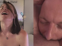 I filled my slut's mouth with my pee and sat on his face for multiple orgasms and a couple piss play