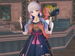 【原神 神里綾華】3Dエロアニメーション(背後乳揉み⇒手マン⇒手コキ⇒フェラ⇒セックス) - Screenshot 1 of 16 - 神里绫华