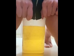 Another Huge Pissing In Measuring Container