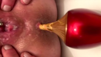 Anal Masturbate by Gold High Heels and Fingering Asshole and Juice Pussy and Ride Asshole on Heels