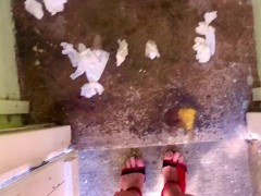 Sissy piggy has to use outside shed as its only toilet angel Scarlett black
