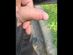 Uncut Cock Pissing Outside in Public