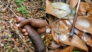 Tiefe Stimme Jamaican Teen wichst seinen fetten großen Schwanz und gibt riesigen Cumshot