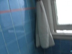 These busty lesbo chicks are pussy hungry so they go to the bathroom and then use a dildo