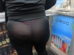 Wife transparent leggings with thong at store