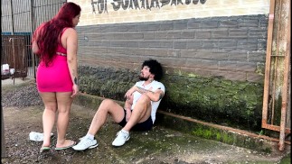 I helped the homeless man with my mouth and hot pussy