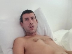 I jerk off my big cock and I cum on my belly