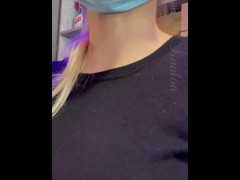 STRANGER CHALLENGE - I ask a stranger to fuck me in the stockroom of a pizzeria