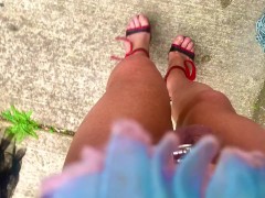 sissy kept outside  to piss in its outdoor piggy toilet angel Scarlett black