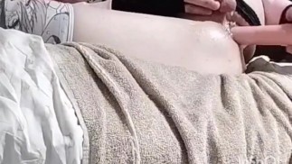 Double orgasm using my cum for lube