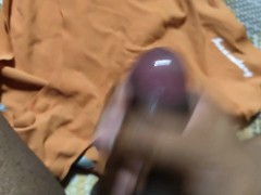 Uncircumcised boy masturbating alone at home. Massaging and rubbing cock and cumming till last drop.